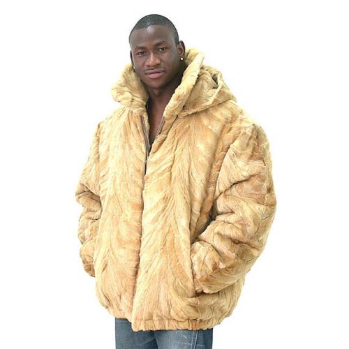 Winter Fur Gold Genuine Mink Fur Bomber Jacket /Detachable Hood